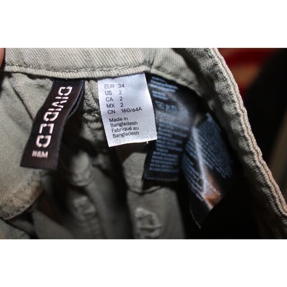 Divided by H&M Wide Leg Military Green Baggy Pants Woman's 2 - Picture 7 of 7